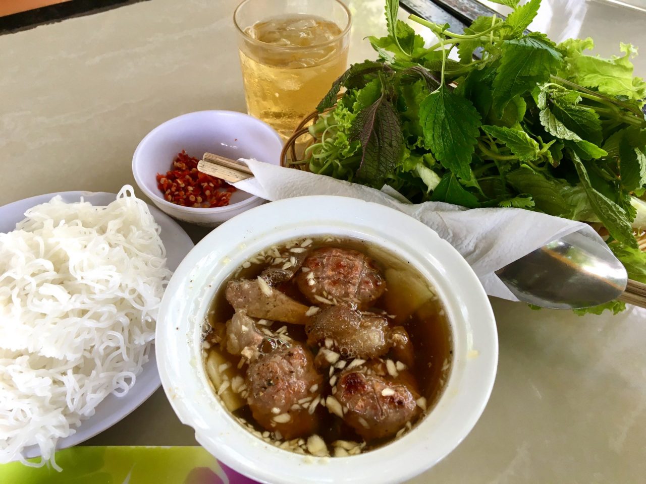Bún Chả Ha Noi - Hanoi-Style Vermicelli Noodles with Grilled Pork and Herbs
