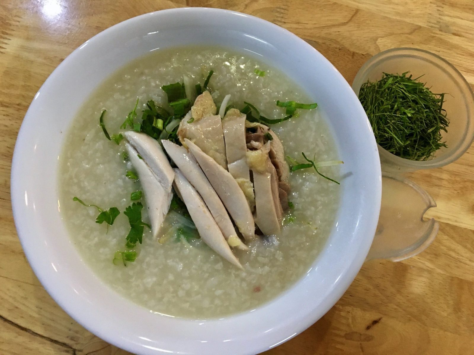 Vietnamese Rice Porridge (Congee) with Chicken called Cháo Gà