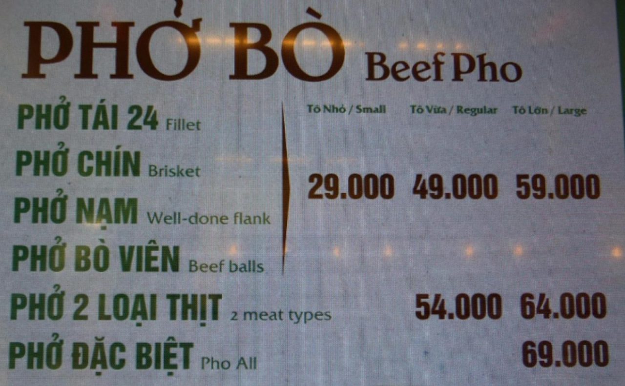 Pho Bo Beef Types